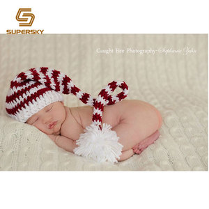 <span class=keywords><strong>Cappello</strong></span> con orecchie da <span class=keywords><strong>elfo</strong></span> all'uncinetto neonato <span class=keywords><strong>cappello</strong></span> da babbo natale all'uncinetto per bambini - Product Image 3