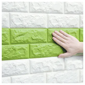방수 및 방음 자체 접착 벽 롤 돌 벽 스티커 저렴한 3D PE 거품 벽돌 벽 패널
