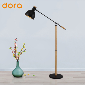 Vintage Floor Lights <strong>Rotate</strong> <strong>Lamp</strong> with Iron <strong>Lamp</strong> <strong>Shades</strong> Black and Wooden Poles for Home Deco Reading Room - Product Image 4