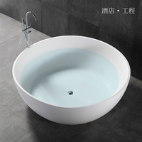 Baignoire de luxe en forme ronde, robinets autoportants, baignoire de spa, projet d'ingénierie d'hôtel, baignoire tourbillon