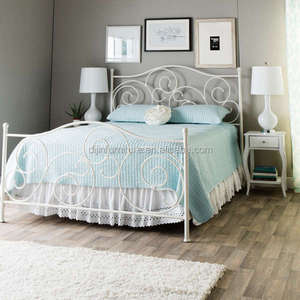 <span class=keywords><strong>Lit</strong></span> plateforme double pour filles et enfants, style princesse, <span class=keywords><strong>en</strong></span> acier <span class=keywords><strong>blanc</strong></span> moderne - Product Image 2