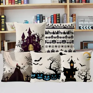 2024 Halloween loup chauve-souris pleine lune impression chambre salon décoratif jeter taie d'oreiller protecteur housse de coussin avec fermeture éclair