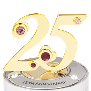 Caja de Recuerdos de Cristal Chapada en Oro Conmemorativa del 25 Aniversario, Cristocraft, 3.9x4.6cm - Product Image 2