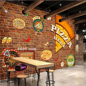 Retro Pizza Affresco Ristorante Occidentale Muro <span class=keywords><strong>di</strong></span> Mattoni Graffiti 3d Animazione Carta Da Parati E La Congruenza Tessuti - Product Image 2