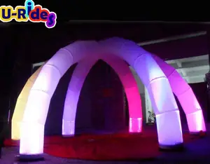 Prezzi di fabbrica aria ballerino luminoso di colore viola di illuminazione tenda a ragno gonfiabile tenda ad arco gonfiabile con LED - Product Image 1