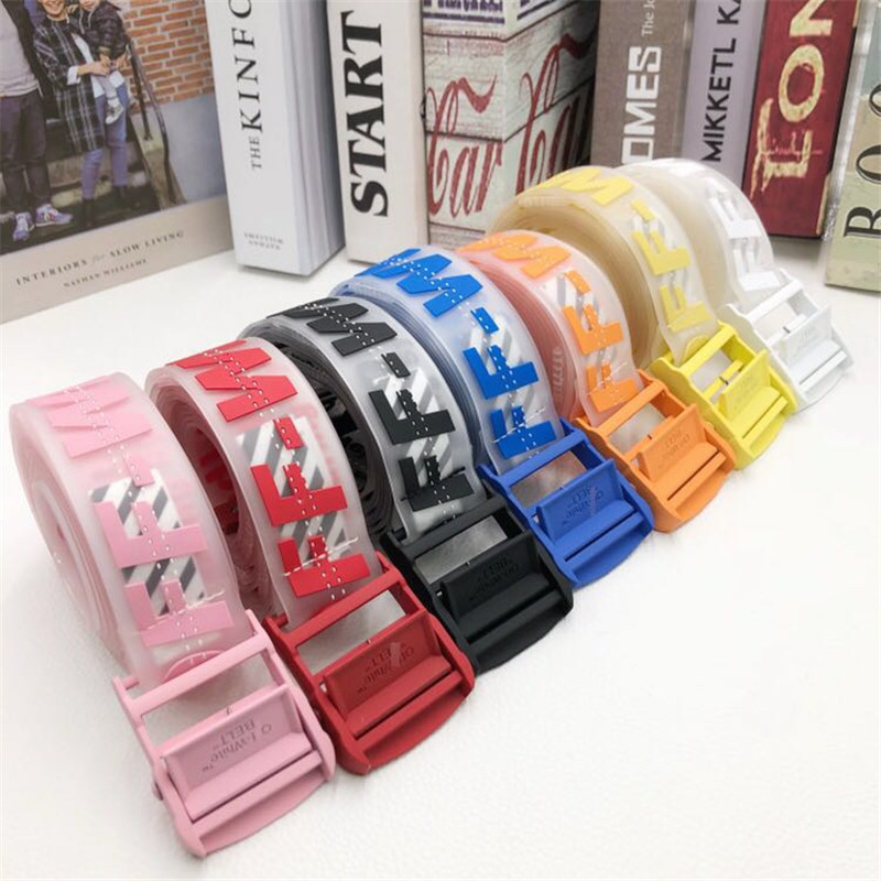 Custom Colorful Metal Buckle PVC Transparent Belt, Fluorescent Green Plastic Belt With Tag