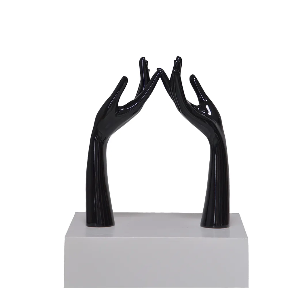 Glossy black fiberglass mannequin hand vrouwelijke decoratieve hand model voor sieraden accessoires display