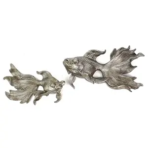 树脂银箔金鱼 3D 鱼雕塑墙装饰