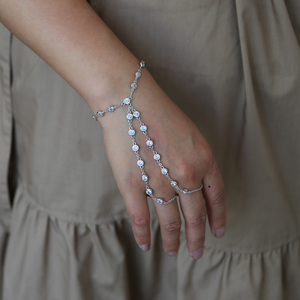 Joyería <span class=keywords><strong>de</strong></span> compromiso <span class=keywords><strong>de</strong></span> boda europea para <span class=keywords><strong>mujer</strong></span>, cadena <span class=keywords><strong>de</strong></span> mano <span class=keywords><strong>de</strong></span> moda, cz, estación, declaración, <span class=keywords><strong>Plata</strong></span> chapada en oro, cz, brazalete esclavo - Product Image 2