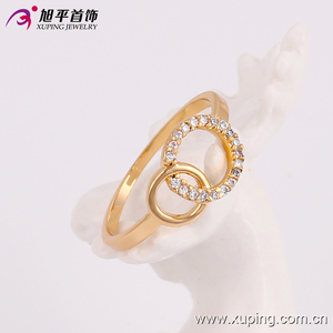 13572 Xuping 18k color oro gracioso anillo con dos círculos que se entrelazan entre ellos para mujer - Product Image 6
