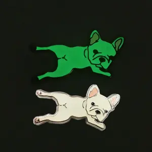 China manufacture cute silver dog glow lapel hard enamel custom pin badges