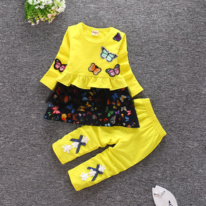 Autunno farfalla del fumetto 2pcs set manica lunga bambini bambino piccolo vestito dalla ragazza di abbigliamento - Product Image 5