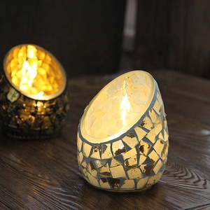 Luz de café de vidrio de mosaico oblicua | Blanco romántica cena a la luz de las velas - Product Image 2