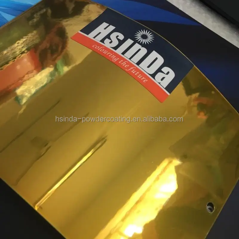 Revestimiento de polvo de espray de poliéster epoxi efecto espejo dorado para acero inoxidable