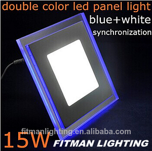 15w forma cuadrada ac85-265v doble color( <span class=keywords><strong>blue</strong></span>+white) síncrono acrylic+smd3528 15w panel led <span class=keywords><strong>de</strong></span> luz para el techo <span class=keywords><strong>de</strong></span> <span class=keywords><strong>la</strong></span> cocina - Product Image 1