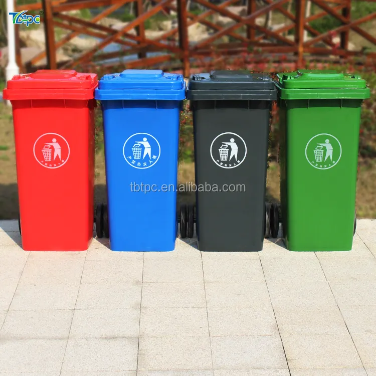 outdoor plastic garbage bin trash can 120 liter waste bin wheelie bin