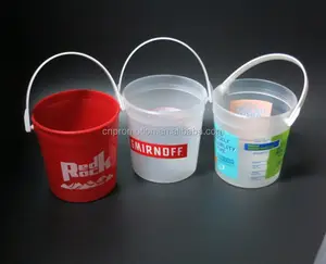 1 加仑定制标志圆形白色迷你塑料桶和盖子