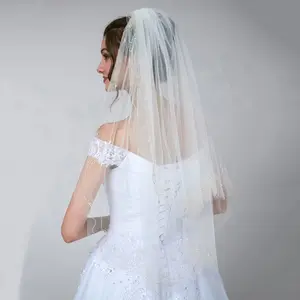 婚礼面纱串珠薄纱新娘面纱