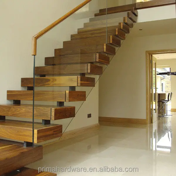 현대 집 아카시아 나무 계단 트레드 키트 스틸 계단