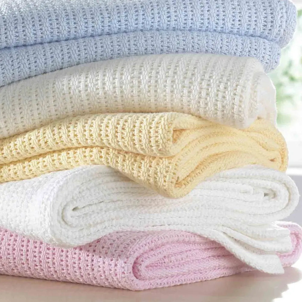 100% Cotton Cellular Blanket Perfect for Baby Swaddling