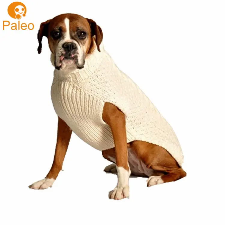 Vêtements paléo pour animaux de compagnie pull en tricot d'hiver pour chien personnalisé uni câble épais vêtements pour animaux de compagnie pulls pour chiens vêtements