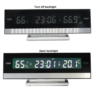 Mới lạ LED kỹ thuật số Đồng hồ báo thức cho trang trí nội thất văn phòng bảng nhiệt độ trong nhà độ ẩm hiển thị điện tử Đồng hồ bàn lịch - Product Image 4