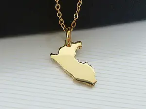 fashion popular silver and gold plated Peru map necklace pendant jewelry