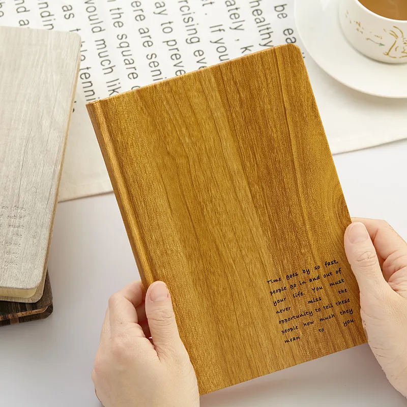 Fancy disegno di stile di legno hardcover ufficiale notebook con stampa personalizzata