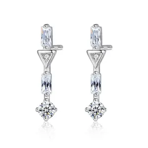 CZCITY-pendientes de tuerca de Plata de Ley 925 para mujer, aretes de plata con multiforma de diamante CZ para niña, joyería