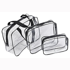 Travel Toiletry Transparent Storage Bag Eva Clear <b>Vinyl</b> Pvc Zipper Bags with Handles, Round Transparent Toiletries Bag Bucket - Product Image 1