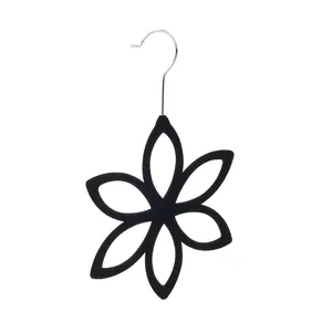 Großhandel Frauen Schals Display Mode Blumen form Schwarz Samt Kunststoff Kleiderbügel für Schals