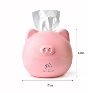 Boîte à mouchoirs et porte-papier en plastique étanche et durable de conception de dessin animé d'animal de cochon rose nordique mignon - Product Image 1