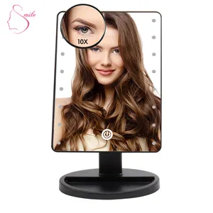 China suppliers 10X magnifying led makeup mirror with 16 led lights tabletp mirror