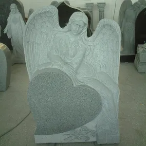 Engraving Angel Heart Headstone Monument Tombstone with Wings Angel Headstones
