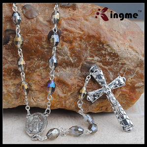 Venta al por mayor de rosarios con cristal rosa, cuentas de rosarios romanos y romanos - Product Image 4