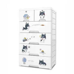 Armoire de rangement en plastique à <span class=keywords><strong>3</strong></span> 5 niveaux pour la chambre des enfants Placards imprimés de chiens mignons pour la chambre à coucher Armoire - Product Image 5