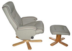 Contemporary <b>Swivel</b> Reclining Chair Ottoman Durable PU Leather Cooling Feature for Home Office & Leisure Living Room Use - Product Image 3