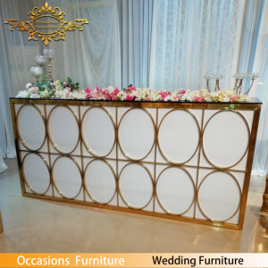 <span class=keywords><strong>Círculo</strong></span> O Forma Bar Mesa Rectángulo Bar Mostrador Buffet Mesa Color dorado Acrílico Blanco Tablero Ocasiones Muebles - Product Image 3