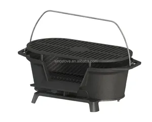 Outdoor Draagbare Gietijzeren Kookgerei Bbq Houtskool Grill/Camping Bbq Grill