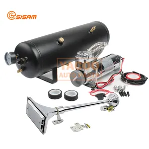 12 V24v One Way Tubo Longo Trumpet Air Horn e 12L Kit com Chifre Grande Tanque de Pressão Do Compressor de Ar para Caminhão Barco Trem