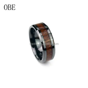 OBE珠宝新设计木纹男女木质碳化钨环