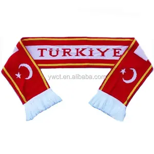 Özelleştirilmiş türkiye ülke bayrağı jakarlı örgü futbol Fan eşarp
