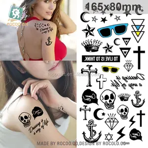 FC505/Water Transfer Tijdelijke Tattoo Groothandel Sticker Supply-Nep Bril Crown Cross Tattoo