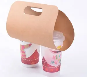 Suporte de papel de café descartável personalizado, suporte portátil para xícara de café com alça