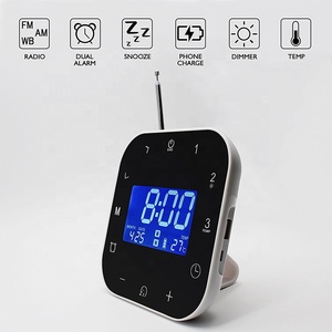 Digital Alarm Clock Auto Brightness, Both USB Battery Operated Adjustable Light AM FM Home radio