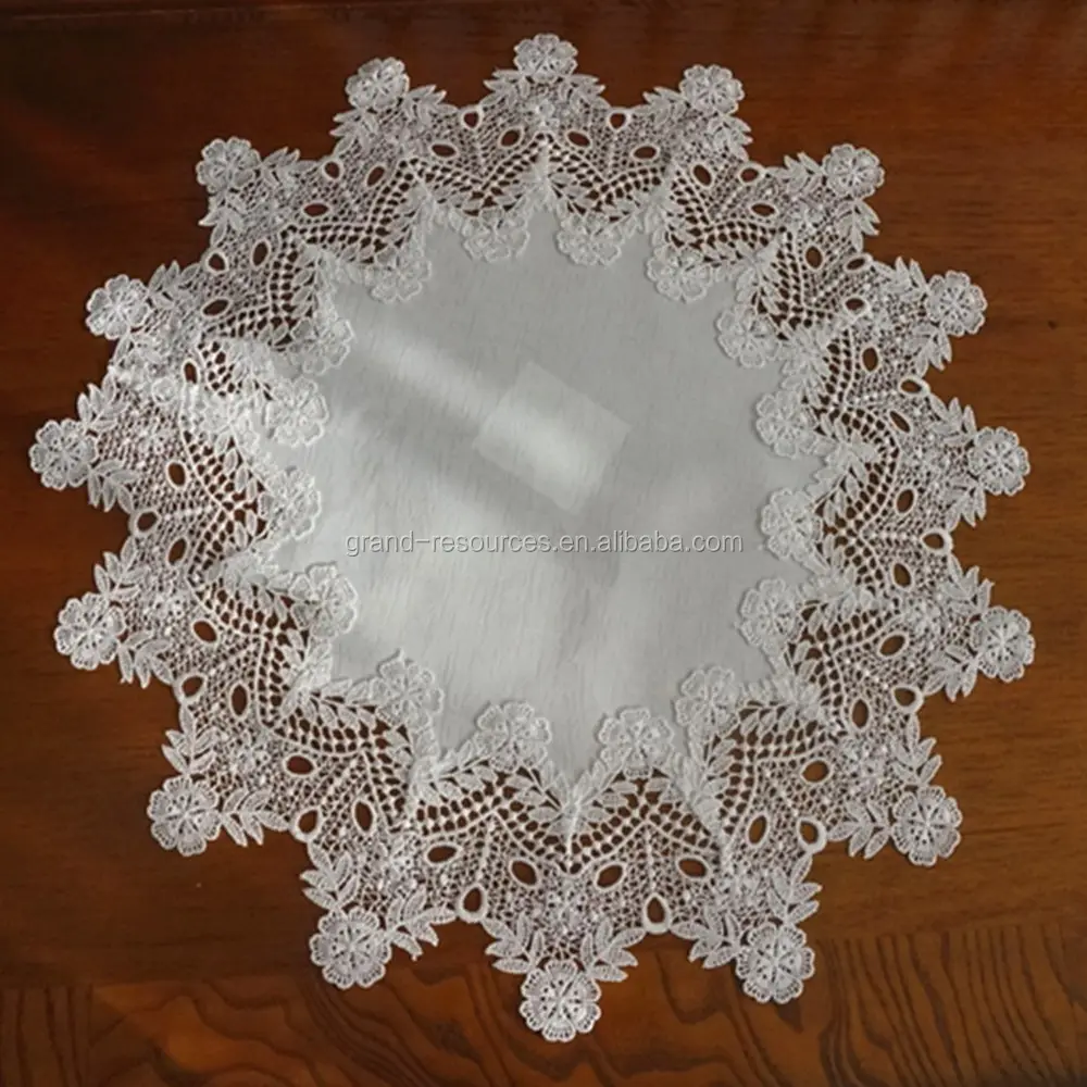 Plain place mats table embroidered flower cutwork placemats