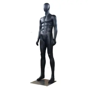 XINJI New Design Window Display Dolls Faceless Egg Head Matte Black Body Male Mannequin