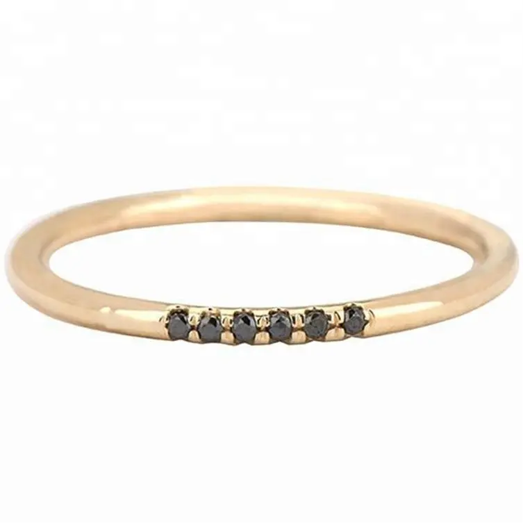 925 gioielli in argento 18 K placcato dainty band nero zircone anello di disegno