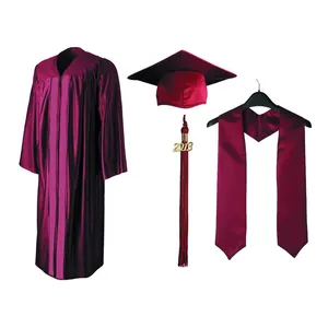 Hot sale School Uniform Maroon graduation cap and gown stole