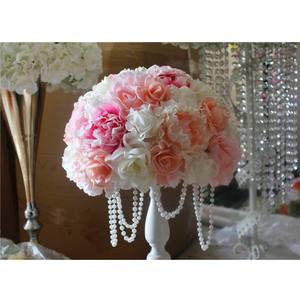 SPR Wedding Mother's Day <strong>Easter</strong> Christmas Backdrop 35cm <strong>Table</strong> Centerpiece Handmade Silk <strong>Cloth</strong> Rose Flower Ball Beads Arrangement - Product Image 2